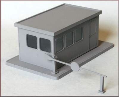 Knightwing Model Railway Gatehouse Control Office (Modern) with Lifting Barrier - OO Gauge Plastic Kit