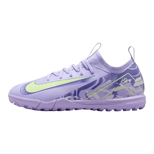 Nike United Jr. Mercurial Vapor 16 Academy Big Kids' TF Low-Top Soccer Shoes (HF1589-500, Purple Agate/Barely Volt)
