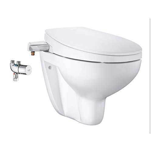 Grohe Bau Keramik Dusch-WC Aufsatz 3-in-1 Set (Dusch-WC-Aufsatz, Wand-Tiefspül-WC & Untertischthermostat) 39652SH0