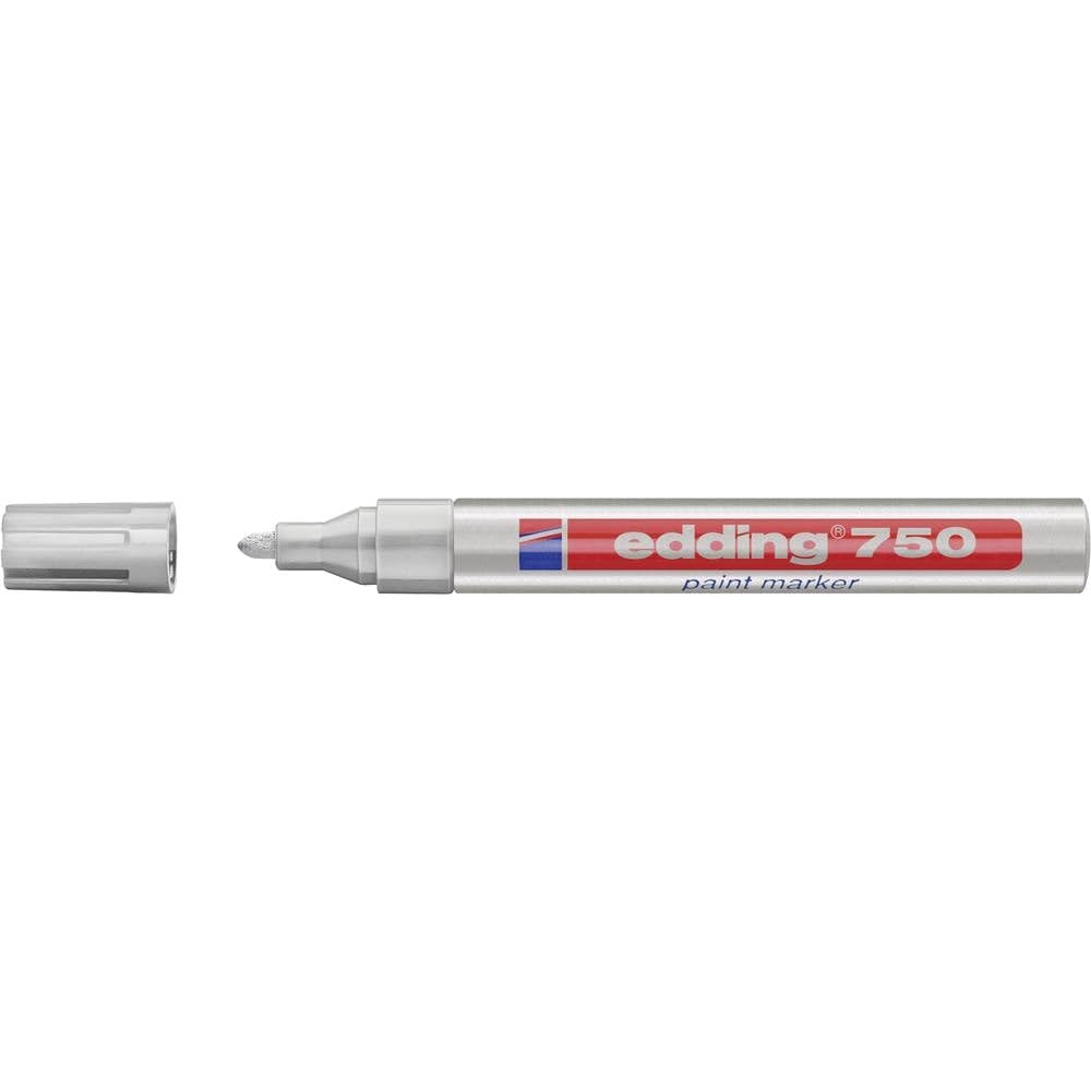 edding 750 Paint Marker - Silver - 1 Pen - Round Tip 2-4 mm - Paint Marker for Marking and Labelling Metal, Glass, Rocks or Plastic - Heat-Resistant, Permanent, Smudge-Proof and Waterproof