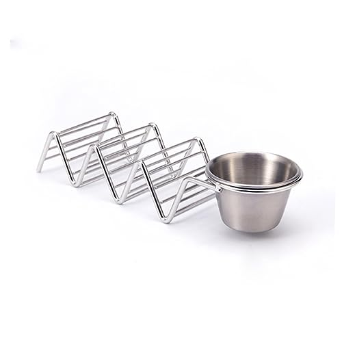 KICHOUSE 304 Mexican Food Taco Stand Rack 304 Stainless Steel Tray Taco Rack Taco Shell Stand Holders