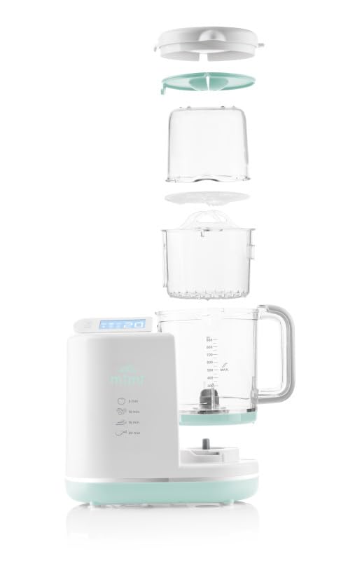 ETA Mimi - Preparador de alimentos para bebés 6 en 1 I Procesador de alimentos para bebés I Vaporizar, mezclar, calentar, descongelar, esterilizar, mantener la temperatura, 2 niveles de velocidad