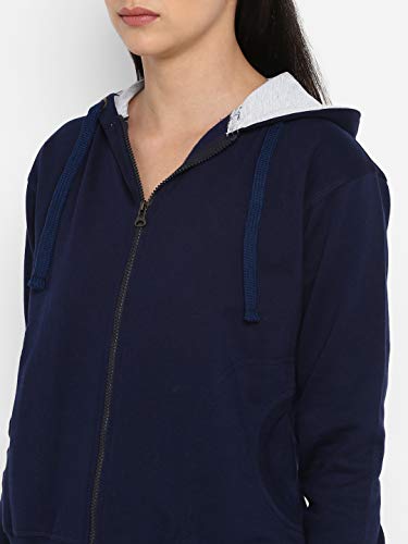 Image of Alan Jones Clothing Women's Solid Zipper Hooded Sweatshirt | Front Zip, Ribbed Hem, Lined Hood, Casual Winter Wear