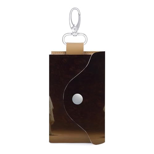 Three Ghosts Dark Fantasy Key Holder Bag PU Leather ID Card Holder Keychains Case Cover for Men Women