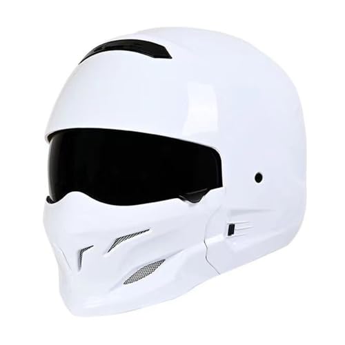 Casco Integral De Moto Retro DOTECE Homologado Cascos Integrales De Motocicleta Cascos De Motocross con Visera para Hombres Y Mujeres El Forro Es Extraíble Y Lavable E,XXXL:65-66CM