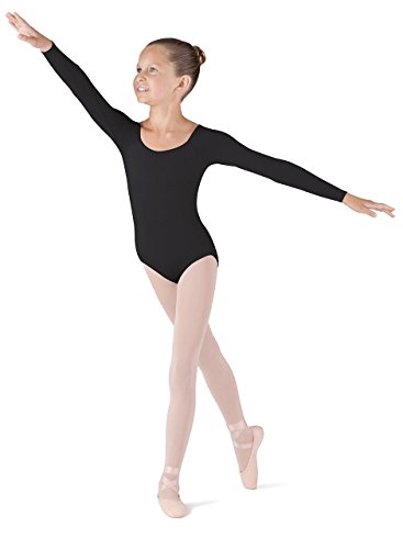Bloch Dance Girls Meglio Microlux Long Sleeve Leotard, Black, 8-10