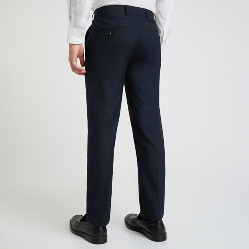 Image of Raymond Men's Mid Rise Polyester Blend Checks Pattern Slim Fit Flat Front Formal Trouser