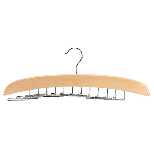 KIMISS Robust Wooden Tie Hanger Rack - Rotating 24-Hook Tie Rack Belt Holder - Dark Red Closet Storage Organizer (Beige)