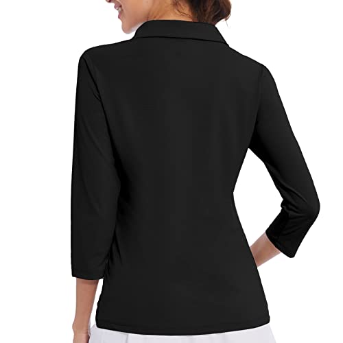 Women's Polo Shirt 3/4 Long Sleeve Golf Quick Dry T Shirts UPF 50+ Athletic Casual Work Shirts Tops for Women2