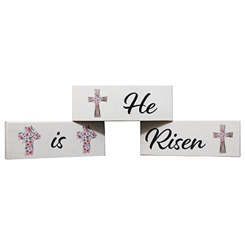 JennyGems-He-Is-Risen-Wooden-Sign-Set-Tiered-Tray-and-Tabletop-Easter-Decor-Christian-Easter-Made-in-USA JennyGems He Is Risen Wooden Sign Set Tiered Tray and Tabletop Easter Decor Christian Easter Made in USA