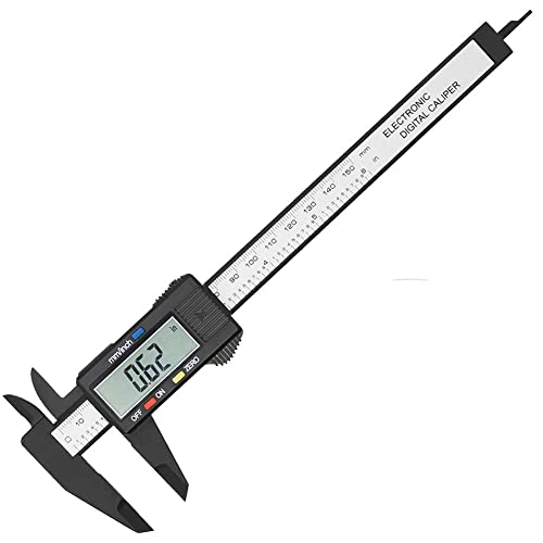 Digital Caliper with Large LCD Screen Plastic Electronic Vernier Caliper Measuring Tool, 0-6 In/0-150 mm Conversion Auto Off Featured with Extra 1 Battery by Bseen