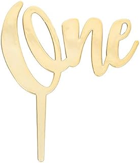 DecoPac Numeral One Candle Holder Cake Pick, Gold