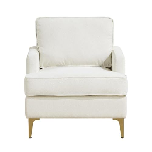 Sillón Chenille Beige con Patas Doradas miniatura 5