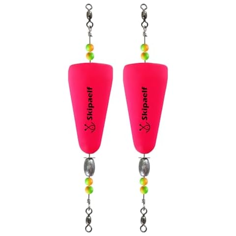 Skipaelf Popping Corks Fishing Popping Cork,Hard Foam Fishing Floats with a 1/2 oz Egg Weight,Freshwater and Saltwater Bobbers for Redfish and Speckled Trout 2PCS Pink Cover