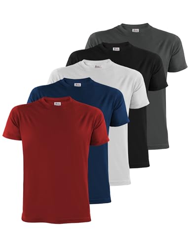 ALPIDEX T-Shirt Camisetas para Hombre un juego de 5 con cuello redondo - unicolor, Tamaño:xxl, Color:Fire