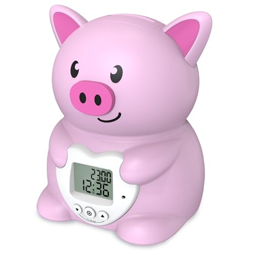 Miraval Wecker mit Spardose und Zählwerk lautlos Snooze automatisches zählen manuelles korrigieren (Schwein)