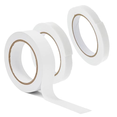 HeiTao 3 Pcs Double Sided Adhesive Clear Sticky Tape Adhensive Sticky Tapes Double Sided Sticky Tap for DIY Craft Card Making Gift Photos Wallpaper Documents-15mm/10mm/8mm Wide and 8 m Long(white)