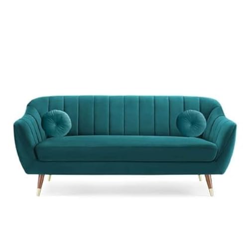Image of 3 Seater Sofa Set with Two Cushions Perfect for Home Office Guests Living Room (Ocean Blue, 3 Seater)