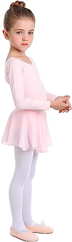 Image of MdnMd Toddler Ballet Leotards for Girls Dance Leotards with Skirt Gymnastic Ballerina Outfit Dress Classic Short Sleeve