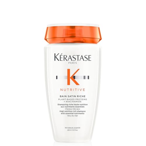 Kérastase Nutritive, Gentle Hydrating Shampoo for Dry Hair, Nourishing Protein Formula with Niacinamide, Moisturises, Softens and Restores Shine, Bain Satin, 250ml