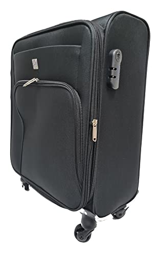 LUIGI BENETTON Trolley Morbido,IF TRAVEL bagaglio a mano 55x40x20 4 ruote, Chiusura Combinazione,Misure Ideali, Perfette per Ryanair, Air Italy, easyJet, Lufthansa ESPANDIBILE !!! (NERO)