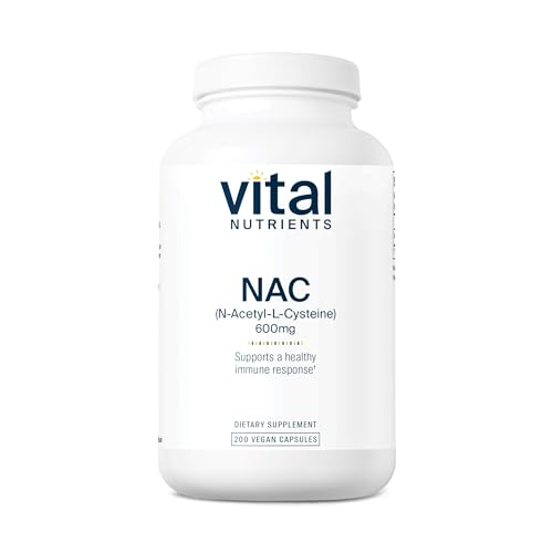 Vital Nutrients NAC 600mg | N-Acetyl Cysteine | Vegan NAC Supplement | Antioxidant for Sinus, Liver, Immune, and Respiratory Health* | Gluten, Dairy, Soy Free | 200 Capsules