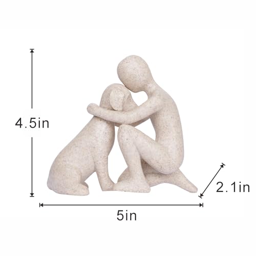 Figura decorativa de hombre y perro en resina miniatura 2