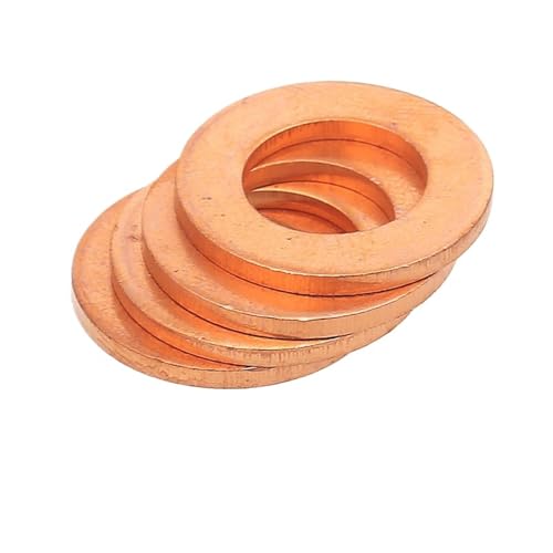 Lkq- M6 M8 M10 M12 M14 M16 M18 M20 M30 M50 Extra Thick 4mm 5mm T2 Solid Copper Washer Shim Flat Ring Gasket Rings Seal Plain 
