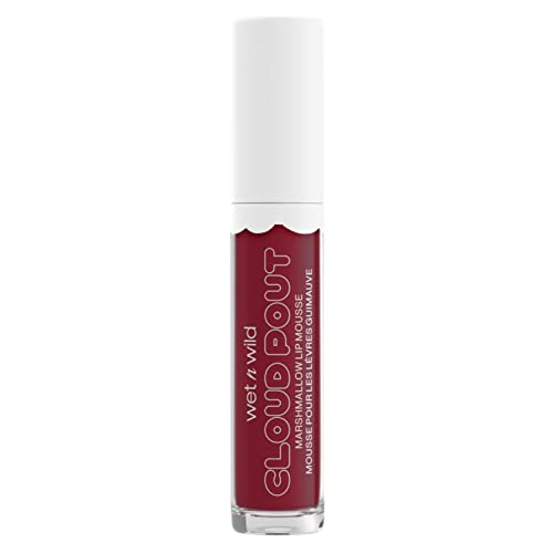 wet n wild Lip Cream Cloud Pout w/Marshmallow, Dark Red I'm On Cloud Wine | Argan Oil | Vitamin E