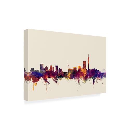 Wrapped Canvas Wall Art - Michael Tompsett 'Johannesburg Skyline' Wall Art for Living Room, Bedroom, or Office Décor - 12x19