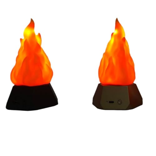 Image of Ulalaza Small Cozy Fireplace Lantern Traditional Realistic Log Wood Burning Flame Effect Ligh LED Charcoal Style Table LampFor Indoor & Outdoor Use