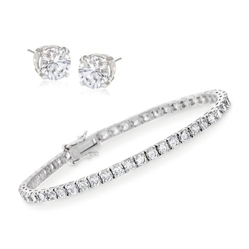 Ross-Simons 8.00 ct. t.w. CZ Tennis Bracelet With Free 1.50 ct. t.w. CZ Stud Earrings in Sterling Silver