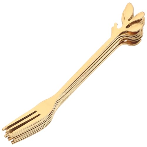 SOLUSTRE 10pcs Mini Dessert Forks Handles Stainless Steel Multi-purpose Easy to Clean for Travel