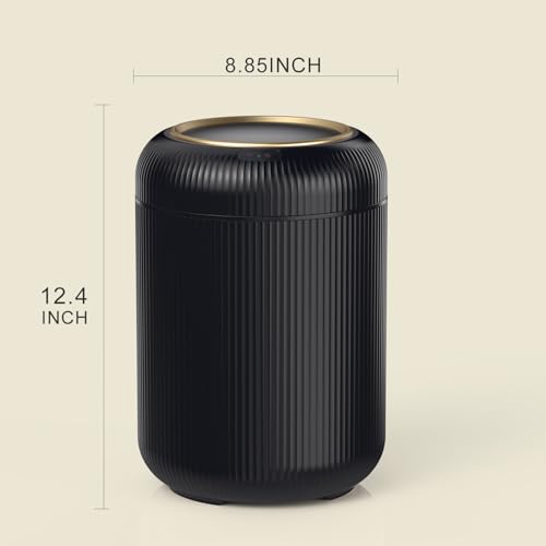 Image of Motion Sensor Bathroom Trash Can with Lid, 3 Gallon / 11L Automatic Bathroom Garbage Can, Smart Black Garbage Can, Touchless Trash Bin, Small Waste Basket for Bedroom, Kitchen, Apartment,Office