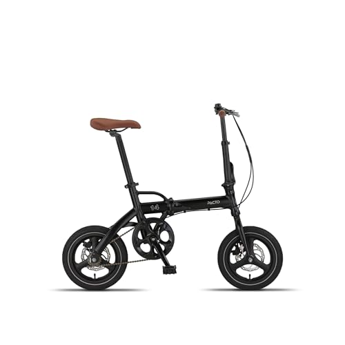 PACTO 14 Faltrad, 14 Zoll, Premium-Qualität, Aluminiumrahmen, leicht & tragbar, DoppelScheibenbremsen, Singlespeed, 12 kg, Klapprad, Hollandrad, Grün (Schwarz)