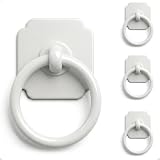 trust4care Maniglie per porta dell'armadio con anello bianco grande con base protettiva da 4,5 cm (confezione da 4) - Porte da fienile a due ante per cameretta, credenza, cassettiera, pomelli