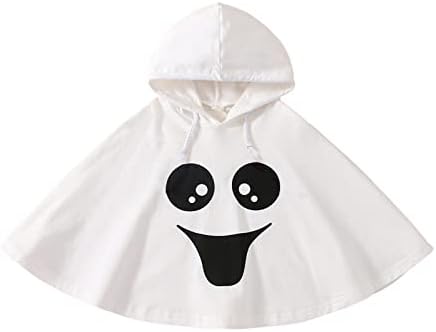 Cevoerf Toddler Baby Boys Girls Halloween Costume White Ghost Face Cloak Cape Party Cosplay Robe Ghost Costume