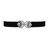 Lavar a mano únicamente BlackButterfly 2.5 CM De Ancho Hebilla En Forma De Diente De León Cinturón Vaquero (Negro - Negro, L)