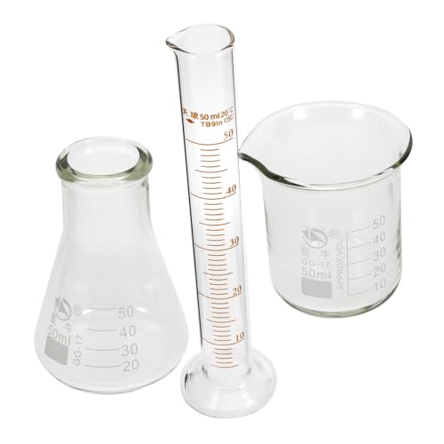 OUNONA 1 Set Experimental Tool Set Laboratory Glassware Conical Graduated Beaker Graduated Cylinder Science Beaker Measuring Scientific Beaker Glass Beakers Flat Bottom