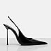 THESHY Women's Pointed Toe Slingback Heels Stiletto High Heel Faux Leather Stretch Strap Slip-on Backless Pumps Fashion Dress Shoes for Women Black