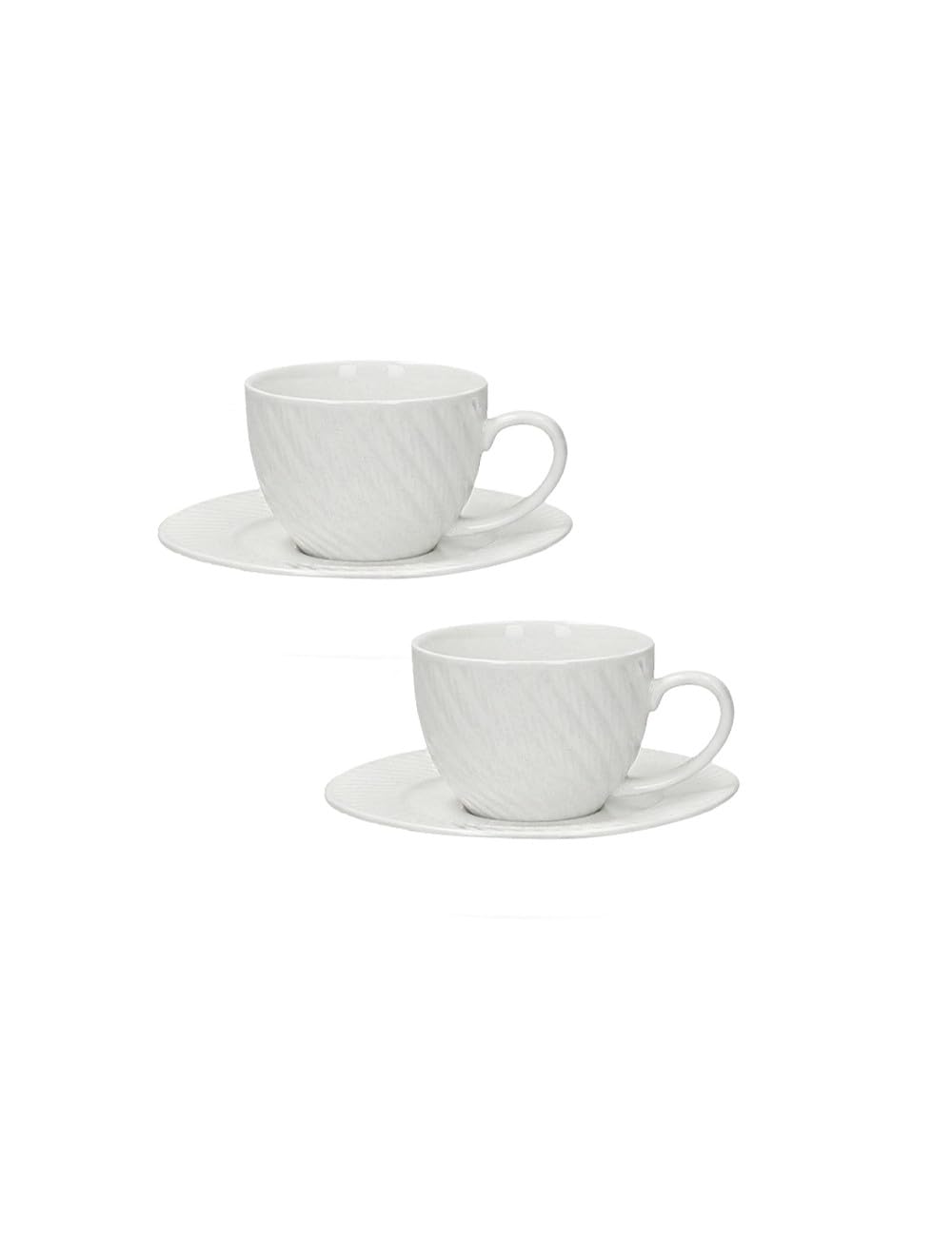 BRANDANI Set 2 tazzine Caffè con Piattino Optical 51089 Bone China Porcella Bianca