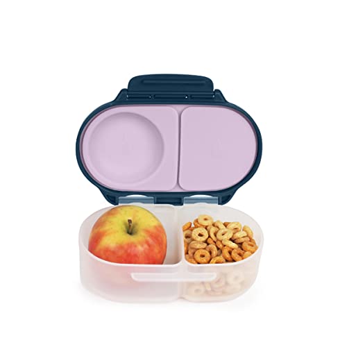 Image of b.box Snack Box for Kids & Toddlers: 2 Compartment Snack Containers, Mini Bento Box, Lunch Box. Leak Proof, BPA free, Dishwasher safe. School Supplies. Ages 4 months+ (Indigo Rose, 12oz capacity)