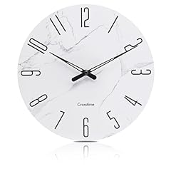 Wall Clock White Marble Theme Modern Decorative Waterproof Glass Clock for Bathroom Kitchen Home
