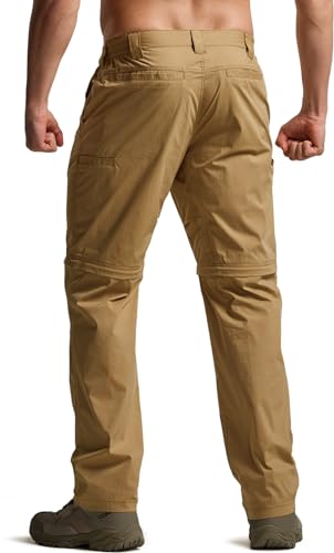 Image of CQR Men's Convertible Cargo Tactical Pants, Water Resistant Outdoor Hiking Pants, Zip Off Lightweight Stretch Work Pants