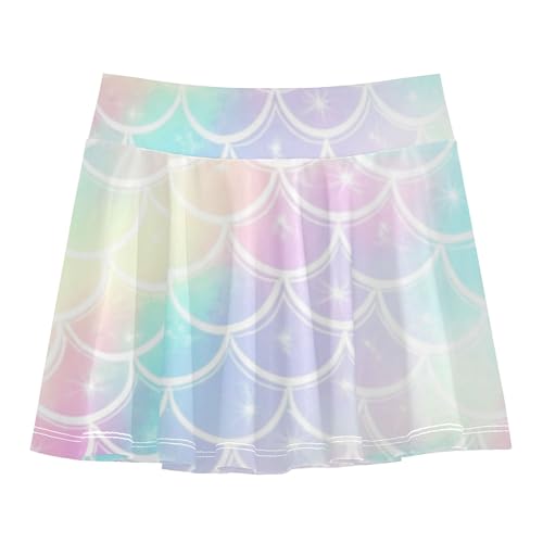 Athletic Shorts Girls Skorts Iridescent Pastel Mermaid Scales Tennis Skirts for Kids Cheer Little Girl 3t