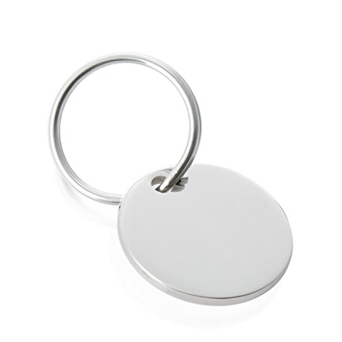 Siebenmorgen Rund Personalisiert Haustier ID Tag Hund Tag mit Gravur Service Hundemarke Anhaenger 35mm, Silber Cover