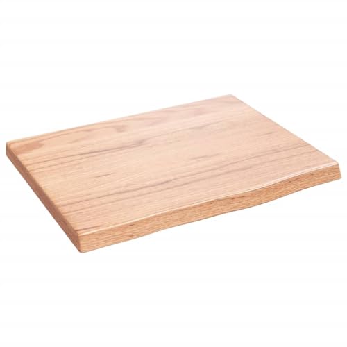 vidaXL Waschtischplatte, Multifunktional Arbeitsplatte mit Naturkante, Waschtischkonsole Tischplatte für Badezimmer, Holzplatte Platte, Hellbraun 40x30x2 cm Massivholz Behandelt