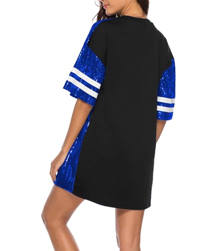 Women's Sparkly Sequin Short Sleeve T-Shirt Dress Casual Loose Cute Tunic Blouse2