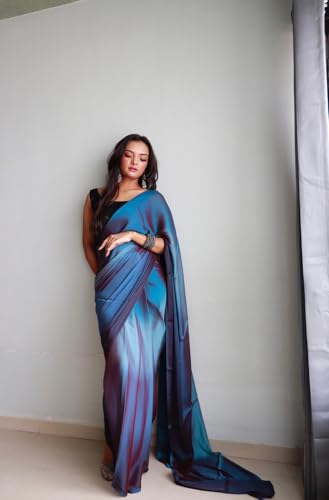 Image of Avantika Fashion Women's Amazing Plain Georgette Saree With Blouse Piece