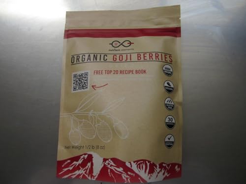Nutrient Elements New Premium Organic, Raw & Dried Goji Berries 1/2 LB. USDA Certified Natural Superfood. Extra Large, Non-GMO Berries with Resealable Bag. Includes Free Recipes E-Book…